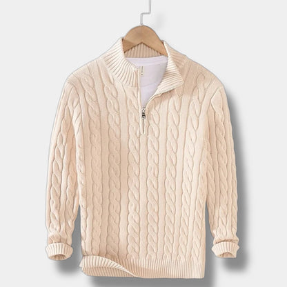 Herren Pullover | Slim-Fit Jacquard-Strick mit Stehkragen