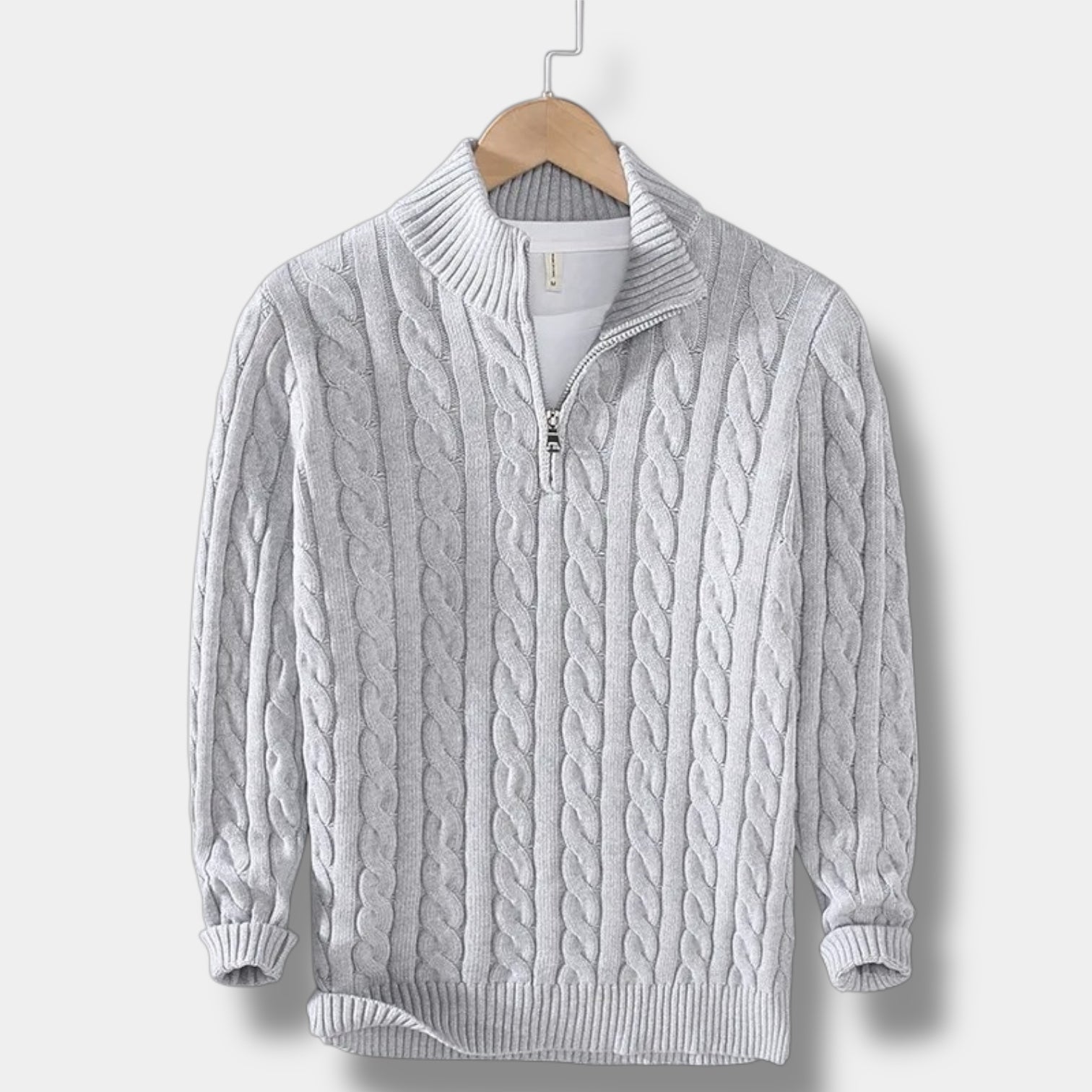 Herren Pullover | Slim-Fit Jacquard-Strick mit Stehkragen