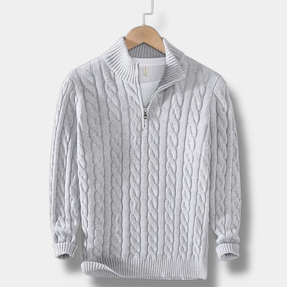 Herren Pullover | Slim-Fit Jacquard-Strick mit Stehkragen