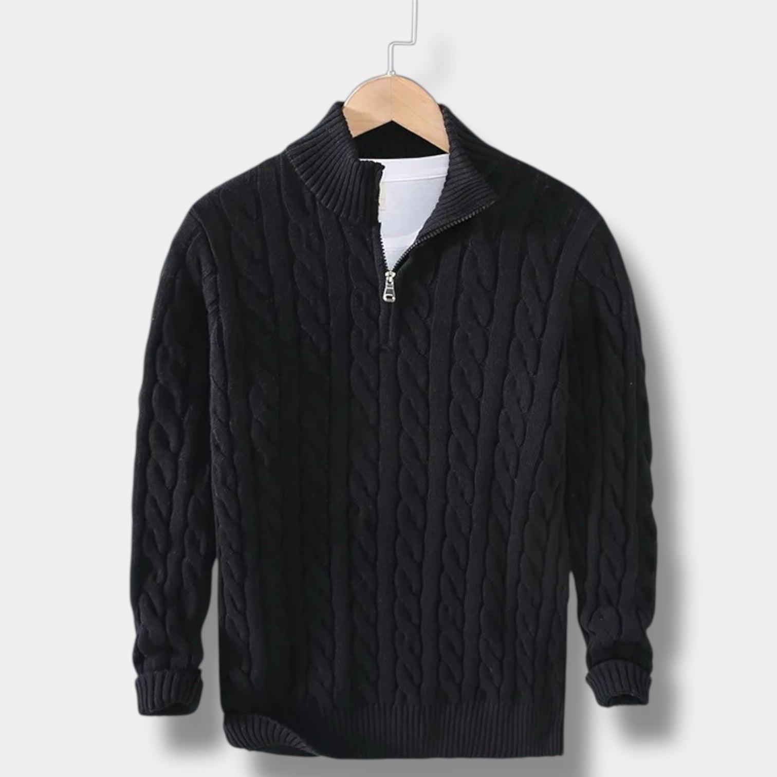 Herren Pullover | Slim-Fit Jacquard-Strick mit Stehkragen