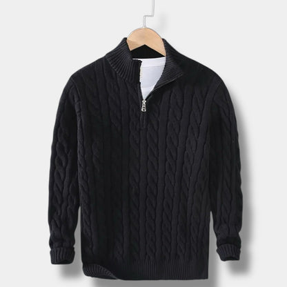 Herren Pullover | Slim-Fit Jacquard-Strick mit Stehkragen