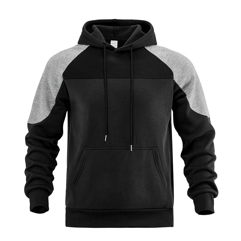 Back view of the textured contrast panel hoodie