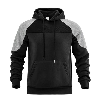 Back view of the textured contrast panel hoodie