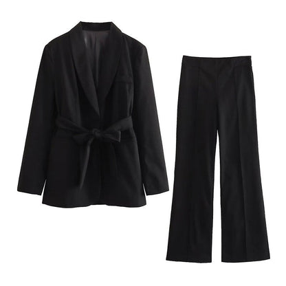 Hosenanzug Damen | Blazer mit Gürtel für Eleganten Look