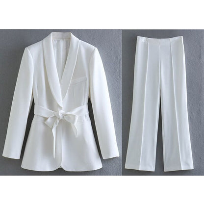 Hosenanzug Damen | Blazer mit Gürtel für Eleganten Look