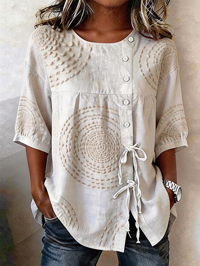 Hydda – Bestickte Bluse Mit Knöpfen Vorne 0