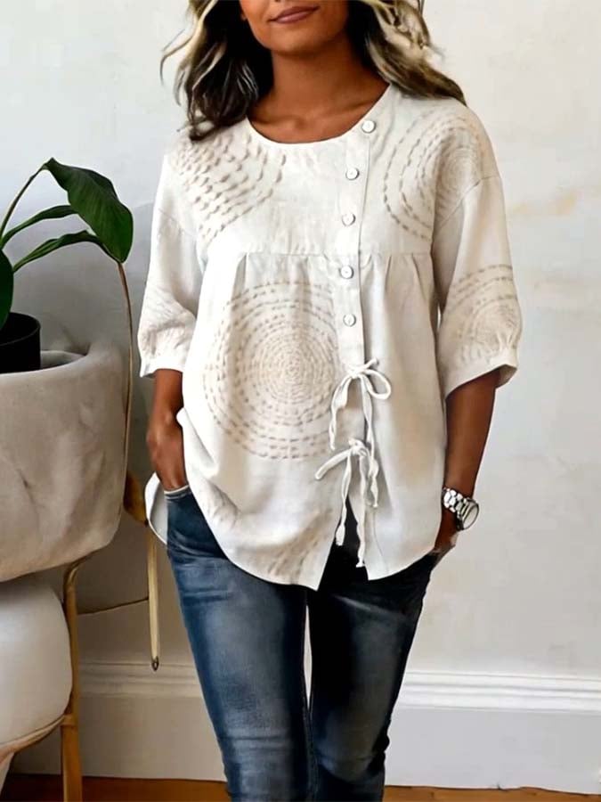 Hydda – Bestickte Bluse Mit Knöpfen Vorne 1