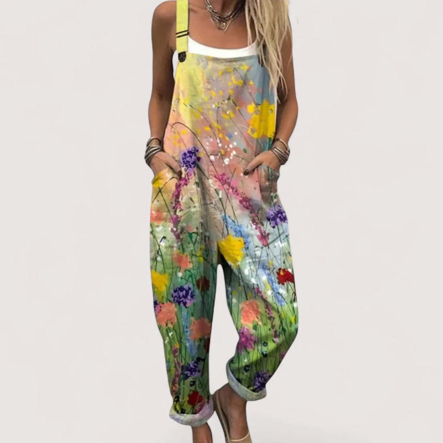 Overall Jumpsuit Damen | Colorblock & Wellenstreifenmuster