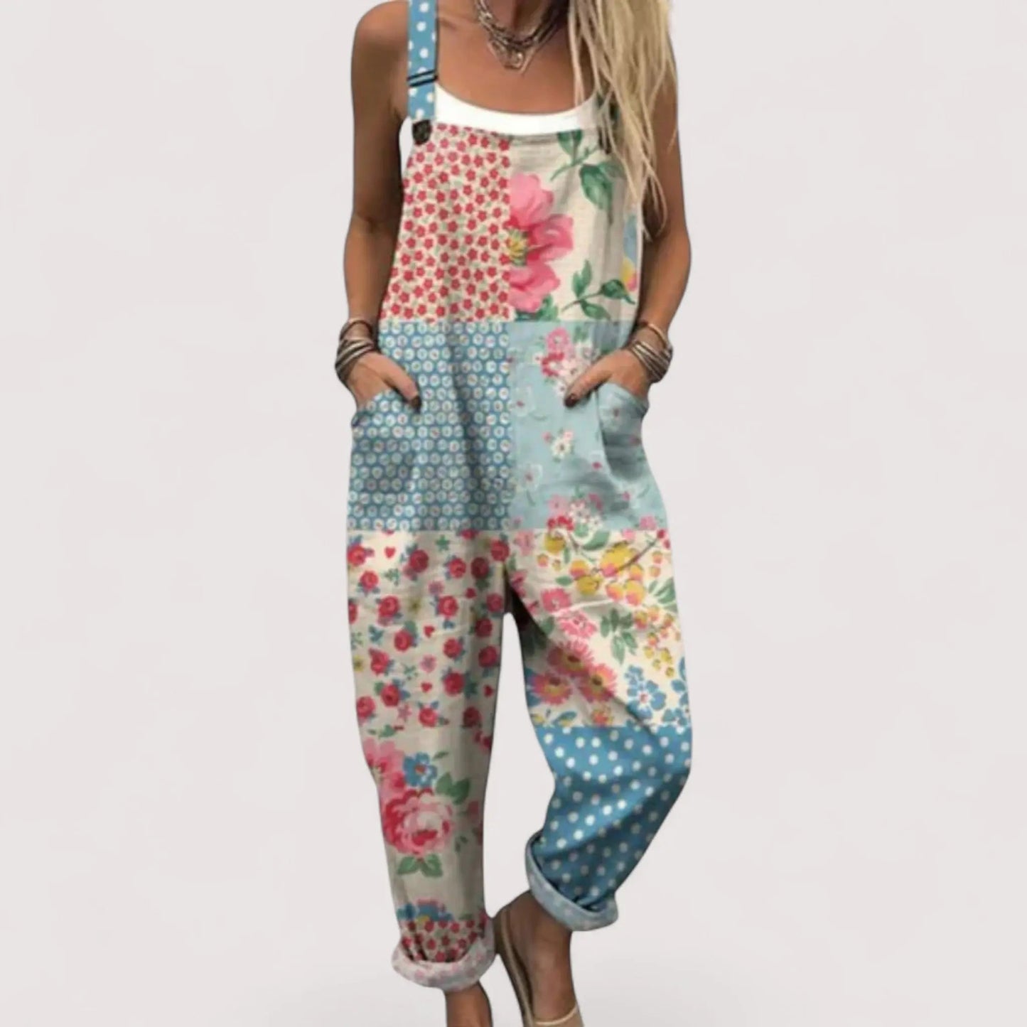 Overall Jumpsuit Damen | Colorblock & Wellenstreifenmuster