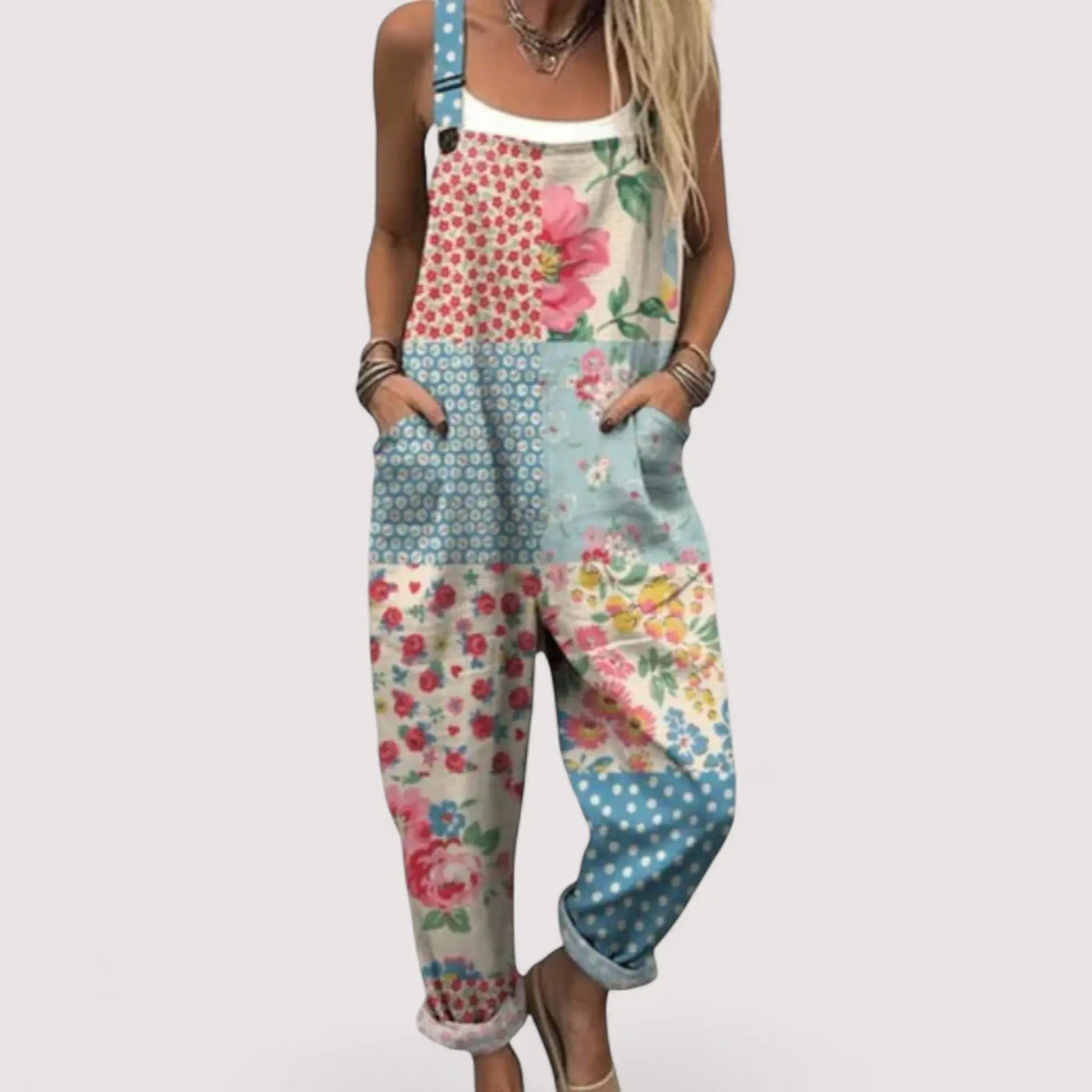 Overall Jumpsuit Damen | Colorblock & Wellenstreifenmuster