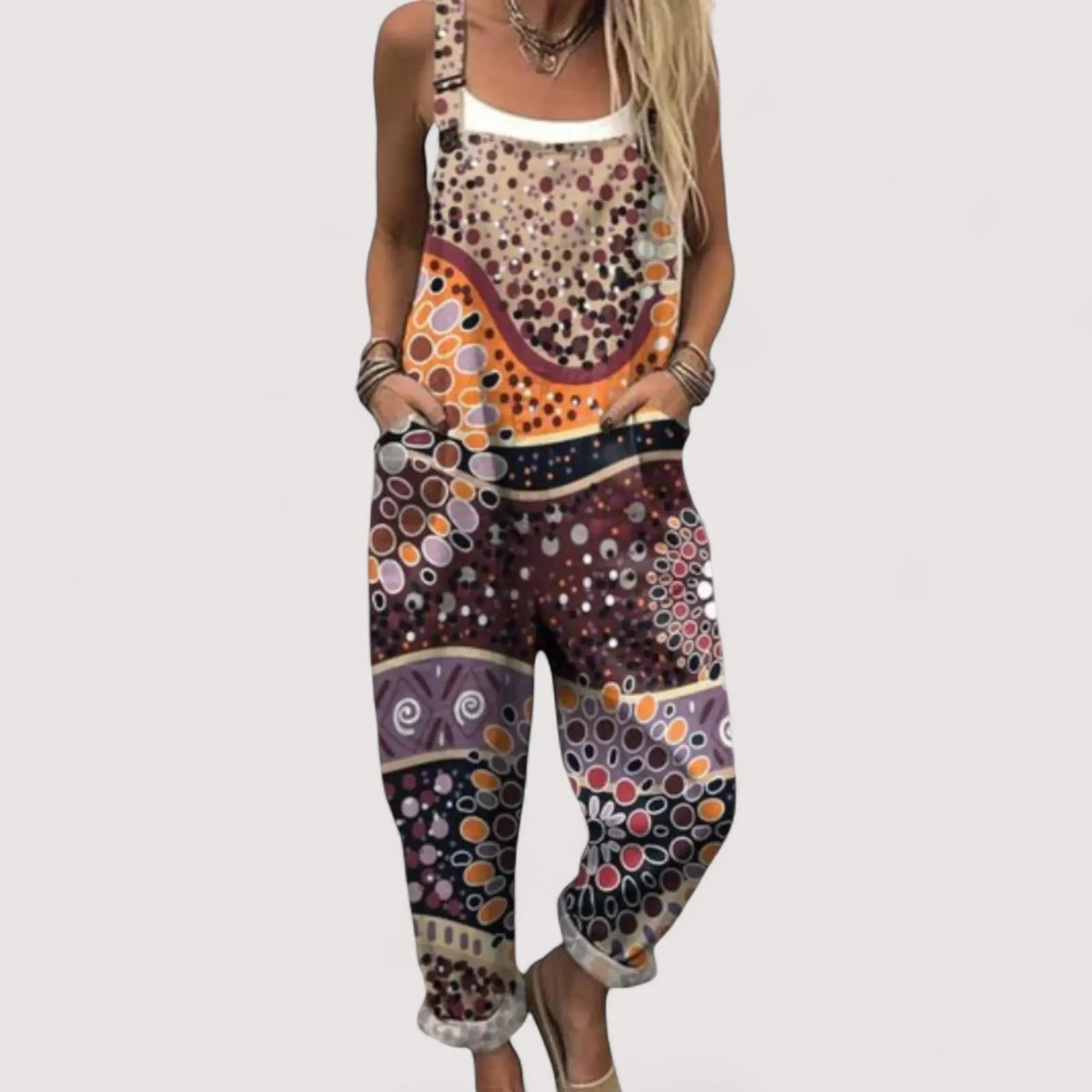Overall Jumpsuit Damen | Colorblock & Wellenstreifenmuster