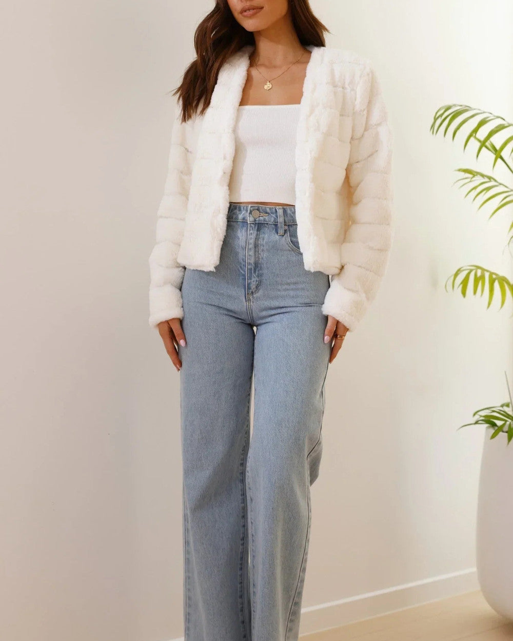 Jacke Damen | Kurz & Flauschiger Teddy-Look