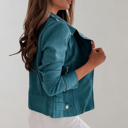 Jacke Damen im Biker-Look | Asymmetrischer Zip & Reverskragen