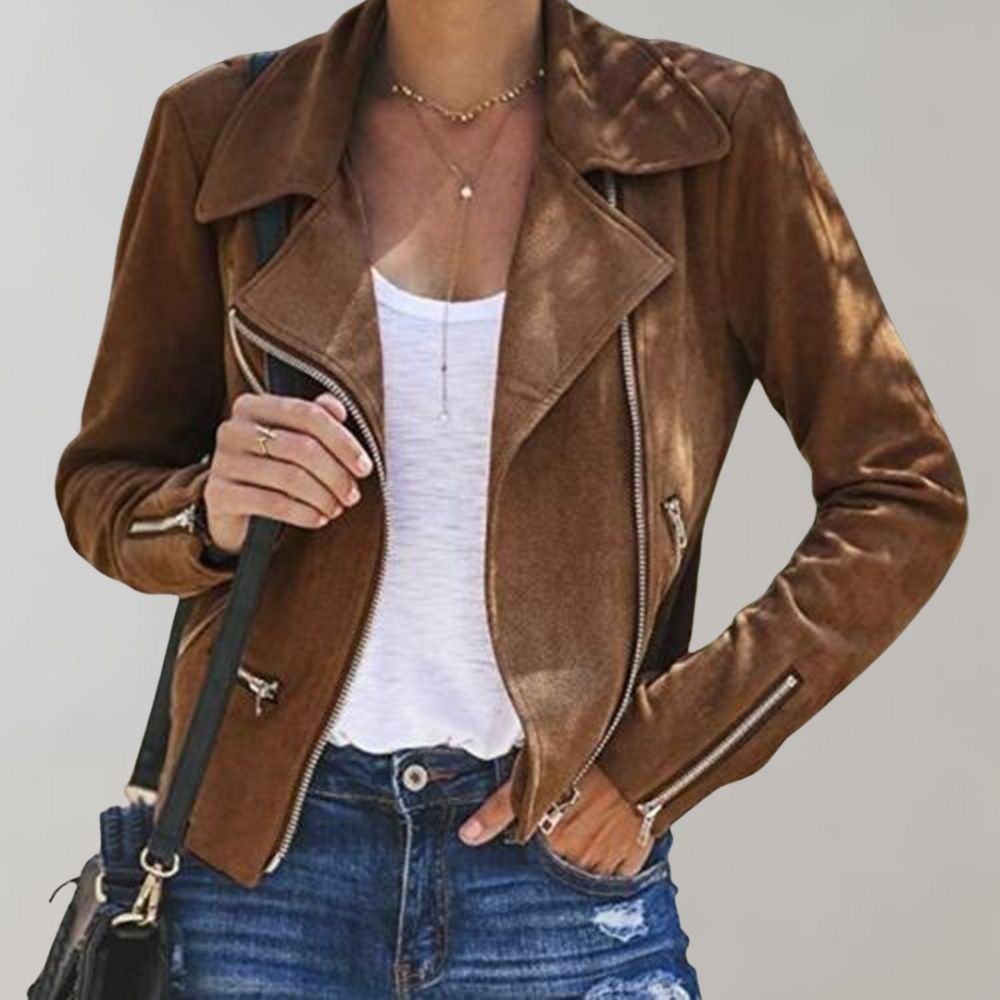 Jacke Damen im Biker-Look | Asymmetrischer Zip & Reverskragen