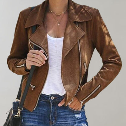 Jacke Damen im Biker-Look | Asymmetrischer Zip & Reverskragen