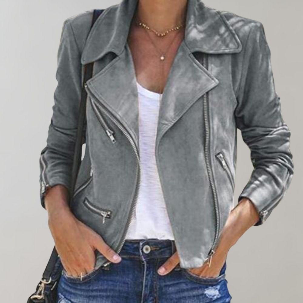 Jacke Damen im Biker-Look | Asymmetrischer Zip & Reverskragen