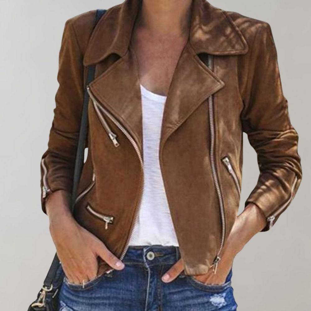 Jacke Damen im Biker-Look | Asymmetrischer Zip & Reverskragen