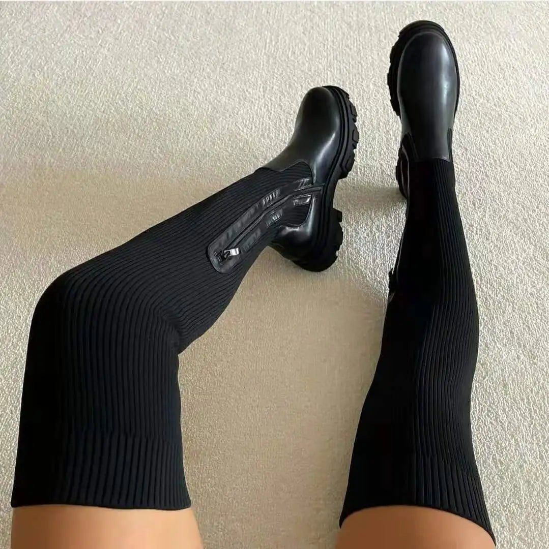 Jamaika Oberschenkelhohe Sockenstiefel 1