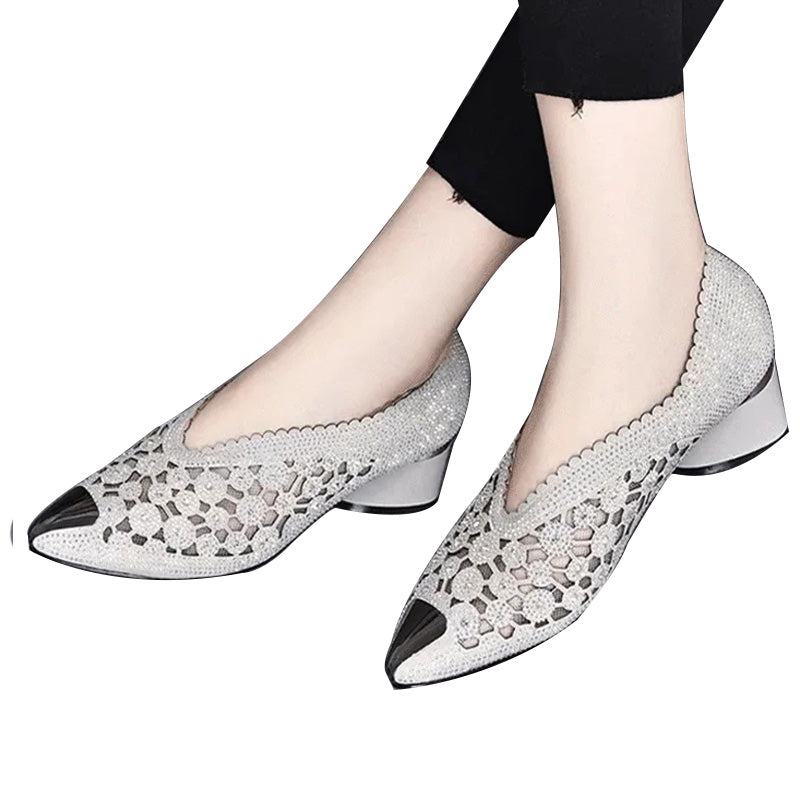 Sommerschuhe Damen | Elegante Spitzen-Pumps mit Blockabsatz
