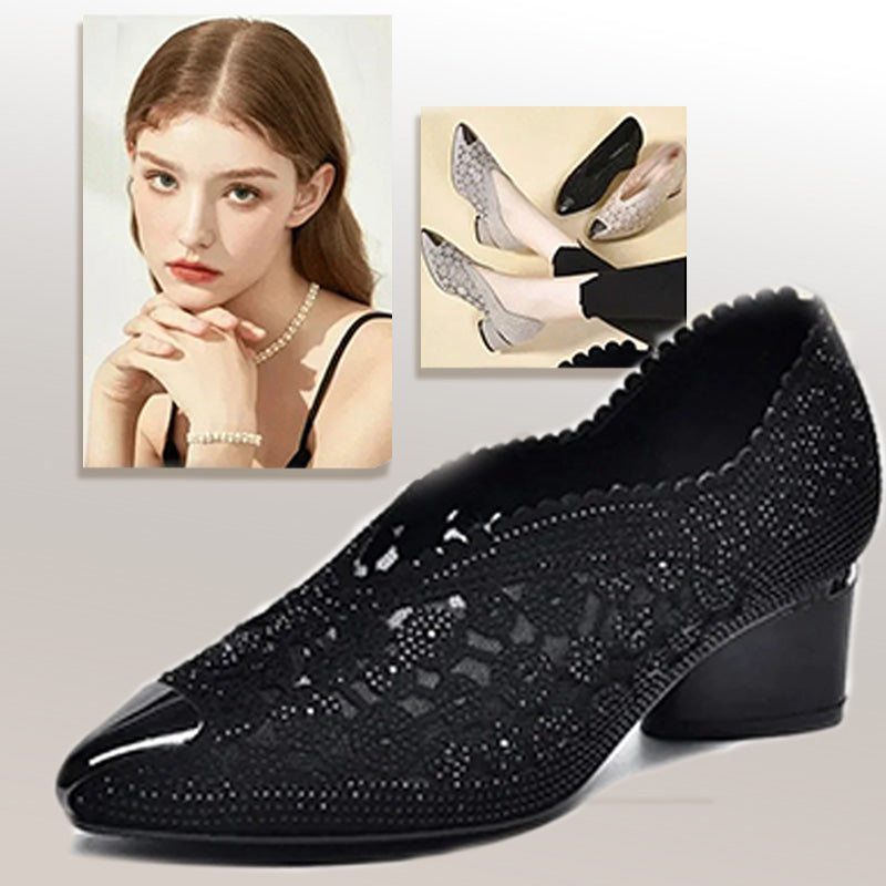 Sommerschuhe Damen | Elegante Spitzen-Pumps mit Blockabsatz