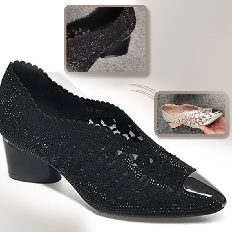 Sommerschuhe Damen | Elegante Spitzen-Pumps mit Blockabsatz