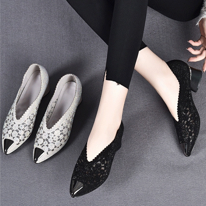 Sommerschuhe Damen | Elegante Spitzen-Pumps mit Blockabsatz