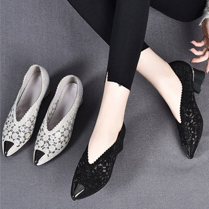 Sommerschuhe Damen | Elegante Spitzen-Pumps mit Blockabsatz