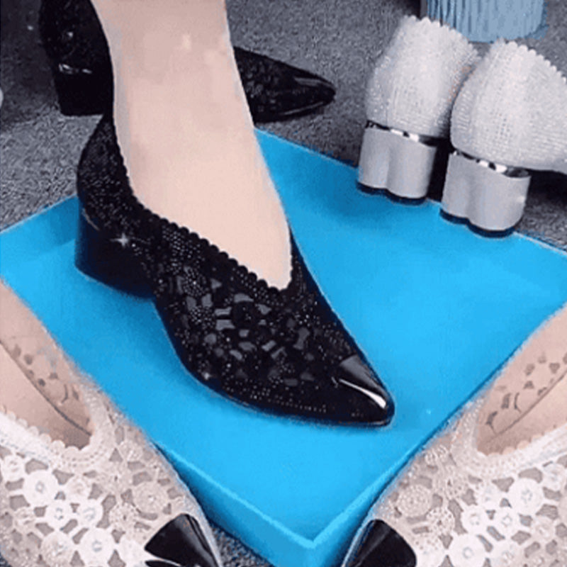Sommerschuhe Damen | Elegante Spitzen-Pumps mit Blockabsatz