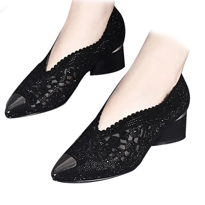 Sommerschuhe Damen | Elegante Spitzen-Pumps mit Blockabsatz