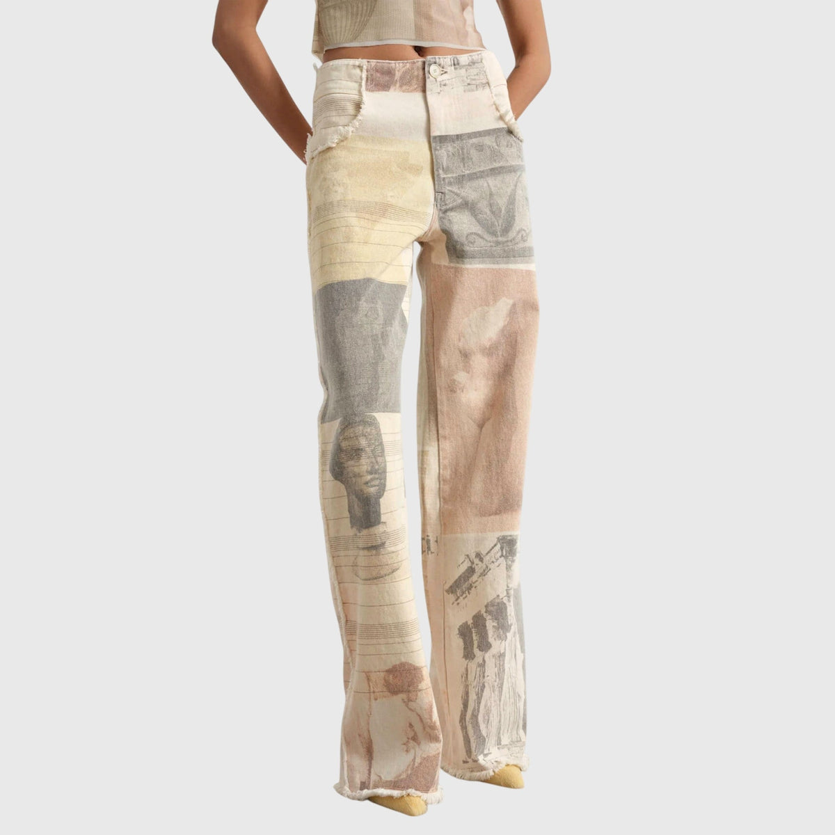 Jeans Damen | Vintage Print & Hohe Taille