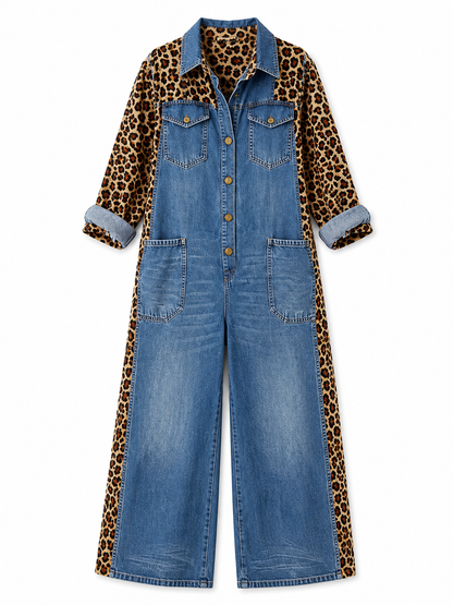 Jeans Jumpsuit Damen | Weites Bein & Animal Print