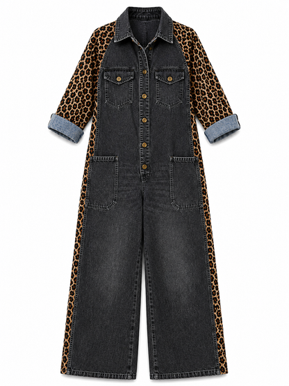 Jeans Jumpsuit Damen | Weites Bein & Animal Print