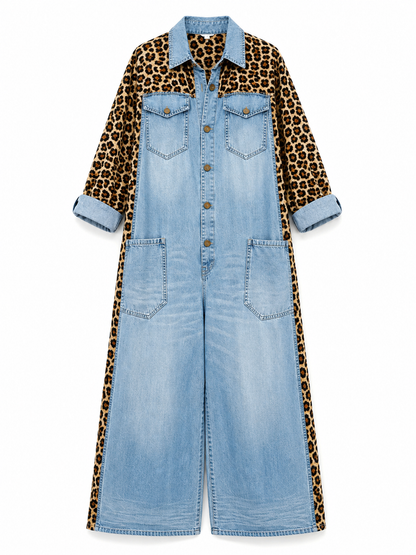 Jeans Jumpsuit Damen | Weites Bein & Animal Print