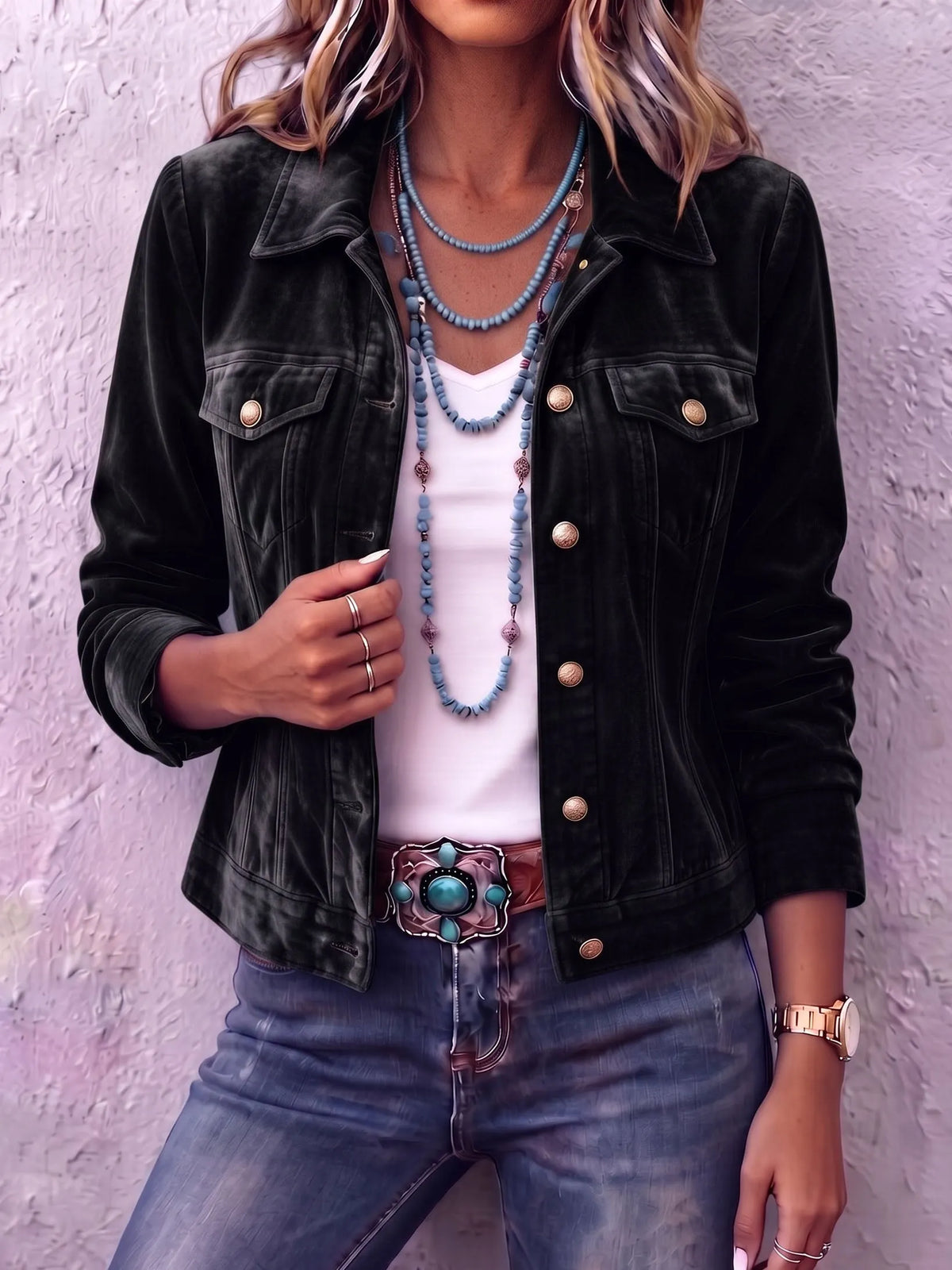 Jeansjacke Damen | Vintage-Waschung & Knopfleiste 4