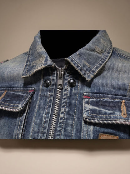 Men's denim trucker jacket styled for a casual everyday outfit