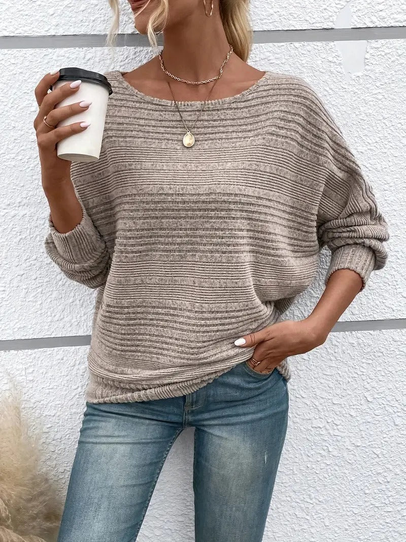 Josefine Strukturierter Pullover mit Fledermausärmeln 0