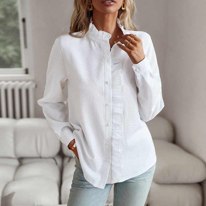 Julia – Damen Bluse mit Rüschenleiste und Knopfleiste 1