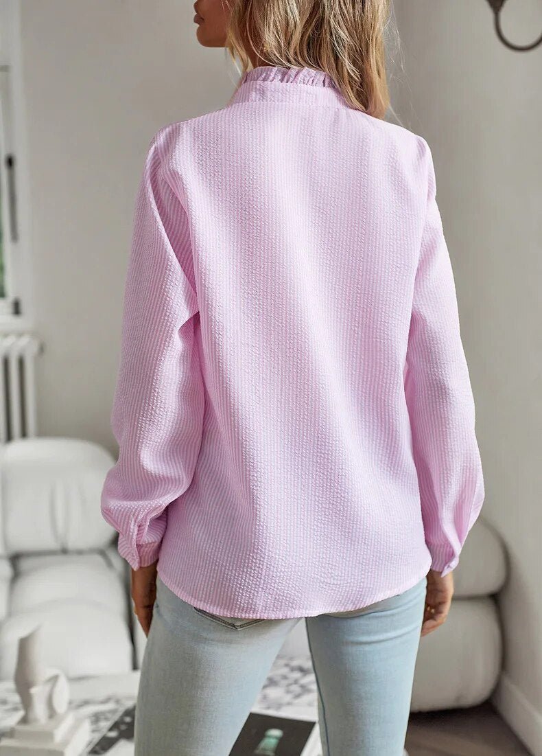 Julia – Damen Bluse mit Rüschenleiste und Knopfleiste 7