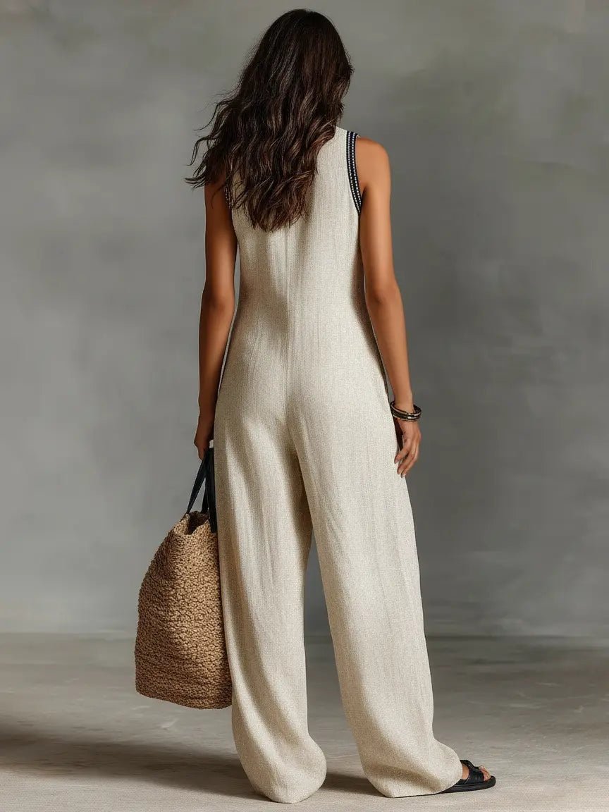 Jumpsuit Damen | Boho Stickerei & Ärmellos