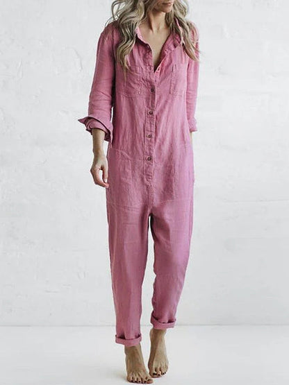 Jumpsuit Damen Langarm mit Knopfleiste | Bequem & Luftig