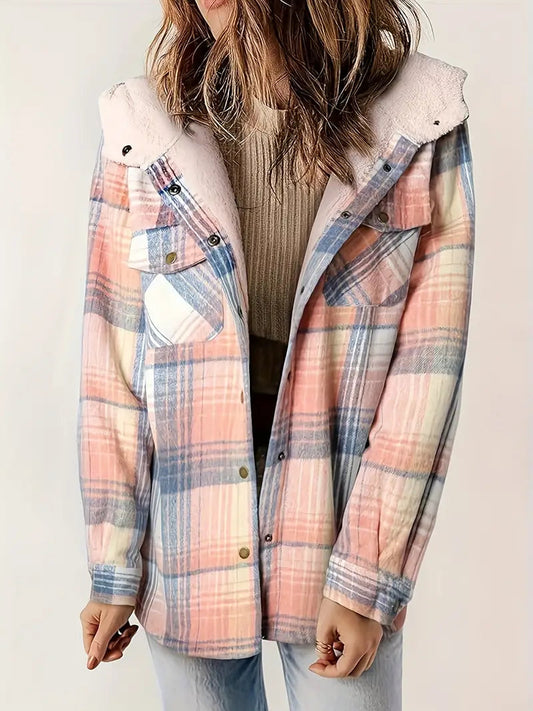 Kapuzenpullover Damen | Karo-Muster & Teddy-Kapuze