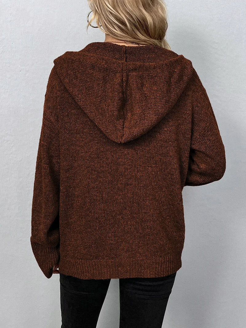 Kapuzenpullover Damen | Knopfleiste & Kuschelige Kapuze