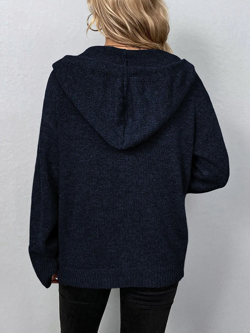 Kapuzenpullover Damen | Knopfleiste & Kuschelige Kapuze