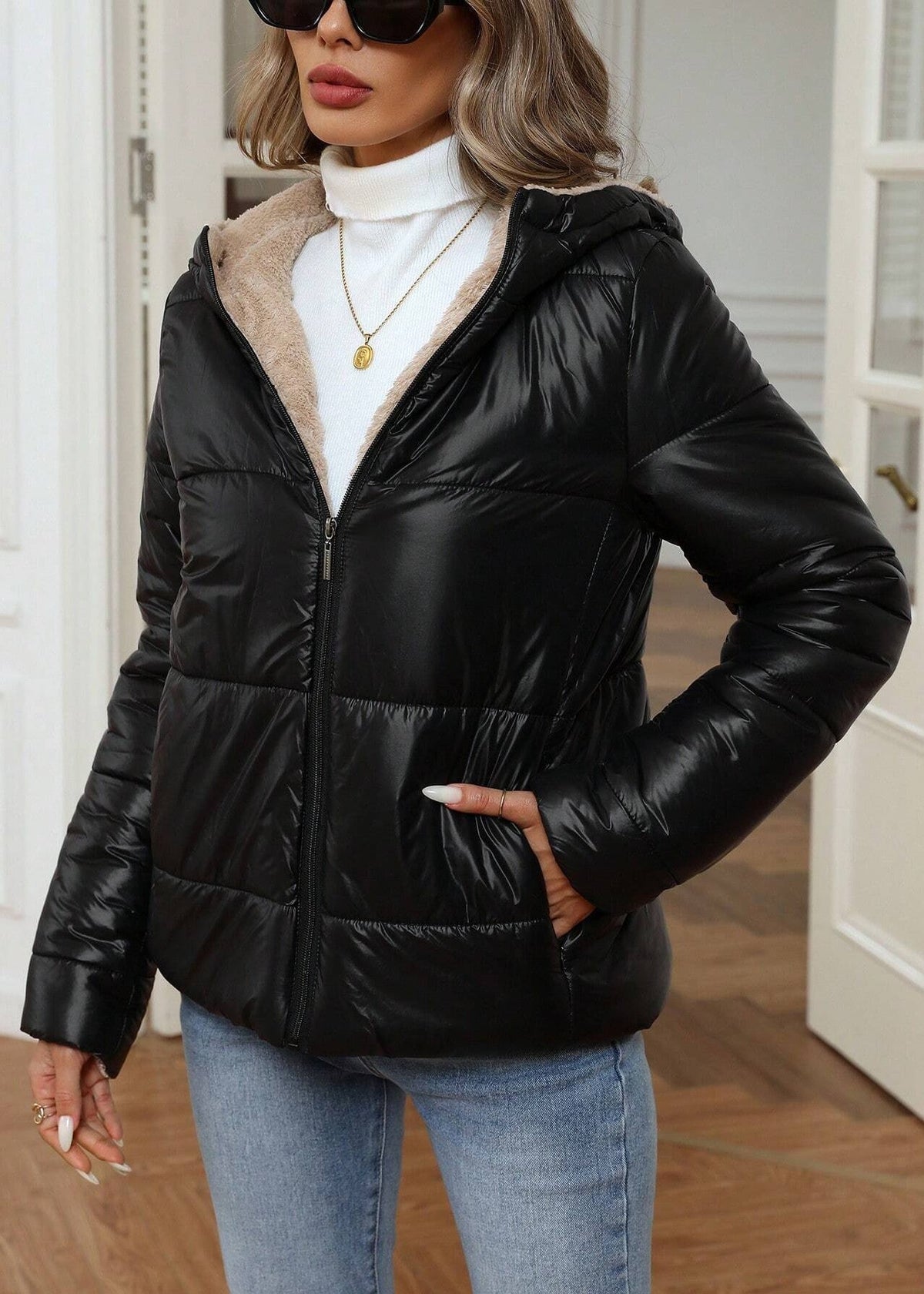 Kapuzenpullover Damen | Steppdesign & Teddy-Futter