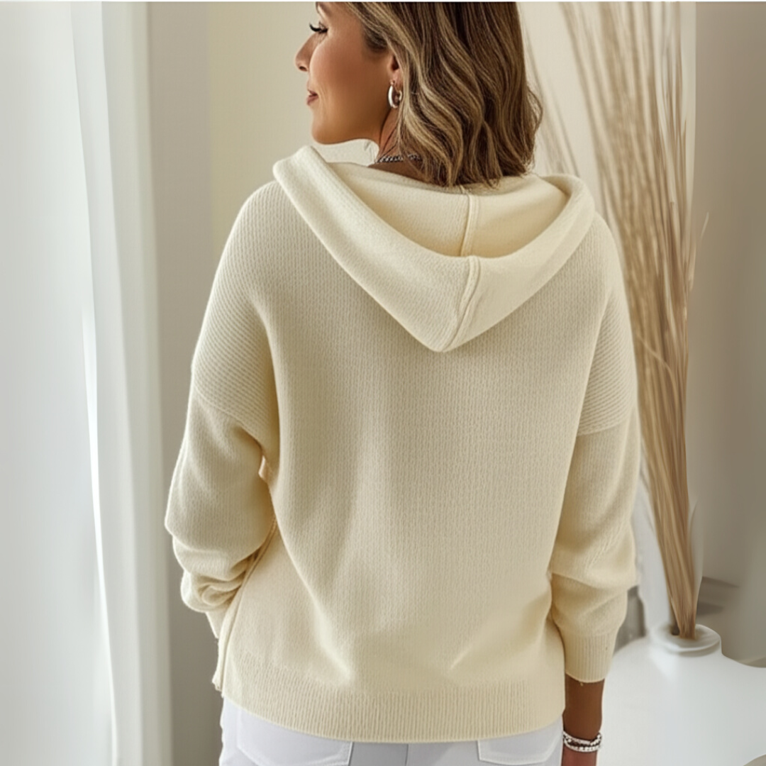 Kapuzenpullover Damen | Weich mit Knopfleiste