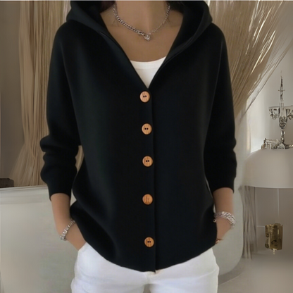 Kapuzenpullover Damen | Weich mit Knopfleiste