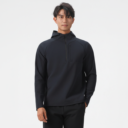 Kapuzenpullover Herren | Halber Zip & Brusttasche für Sport