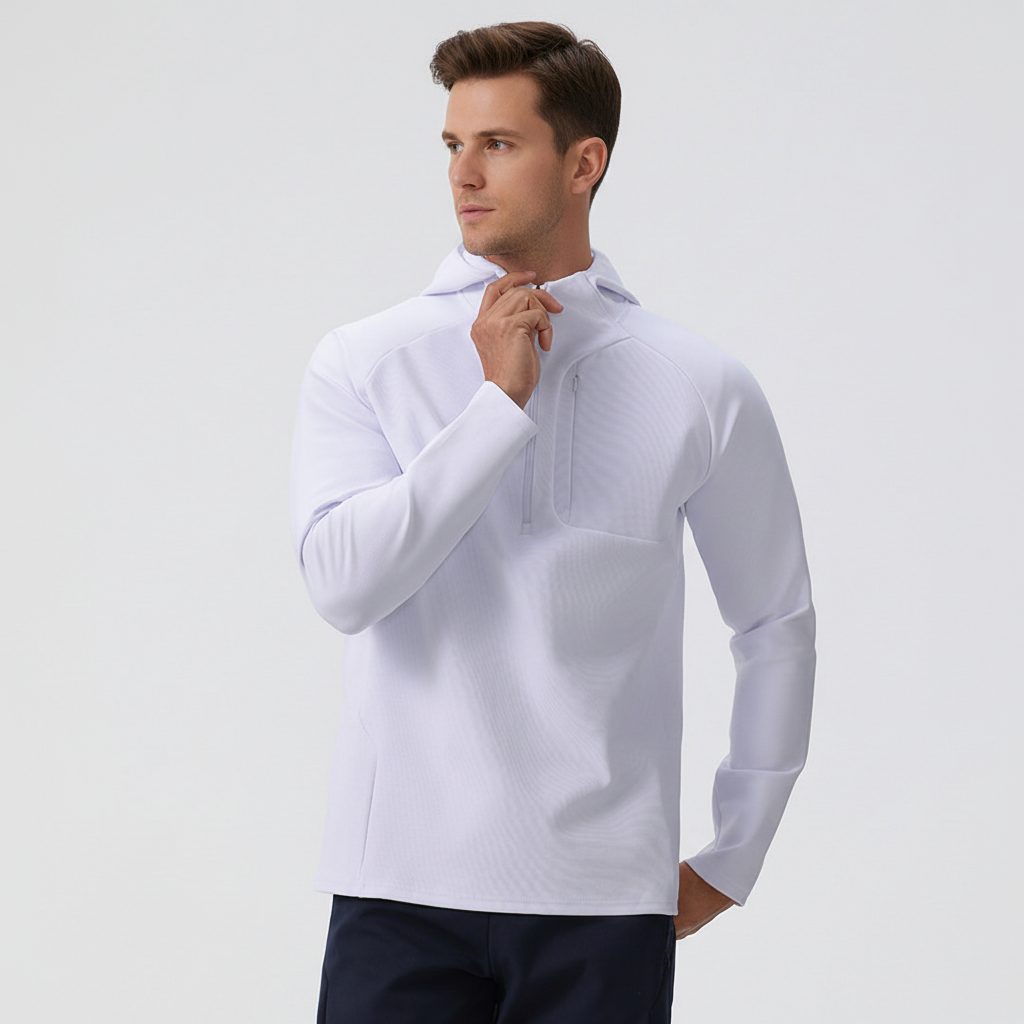 Kapuzenpullover Herren | Halber Zip & Brusttasche für Sport