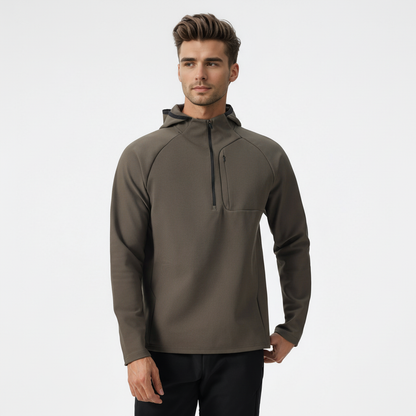 Kapuzenpullover Herren | Halber Zip & Brusttasche für Sport