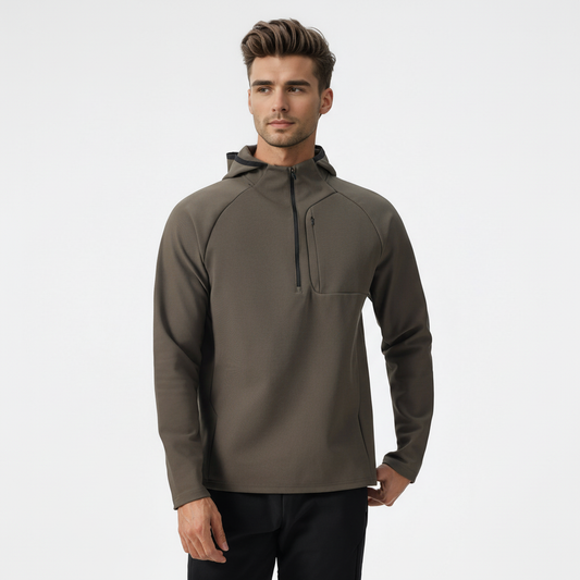 Kapuzenpullover Herren | Halber Zip & Brusttasche für Sport